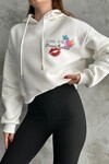 Kadın Beyaz Baskılı Sweat